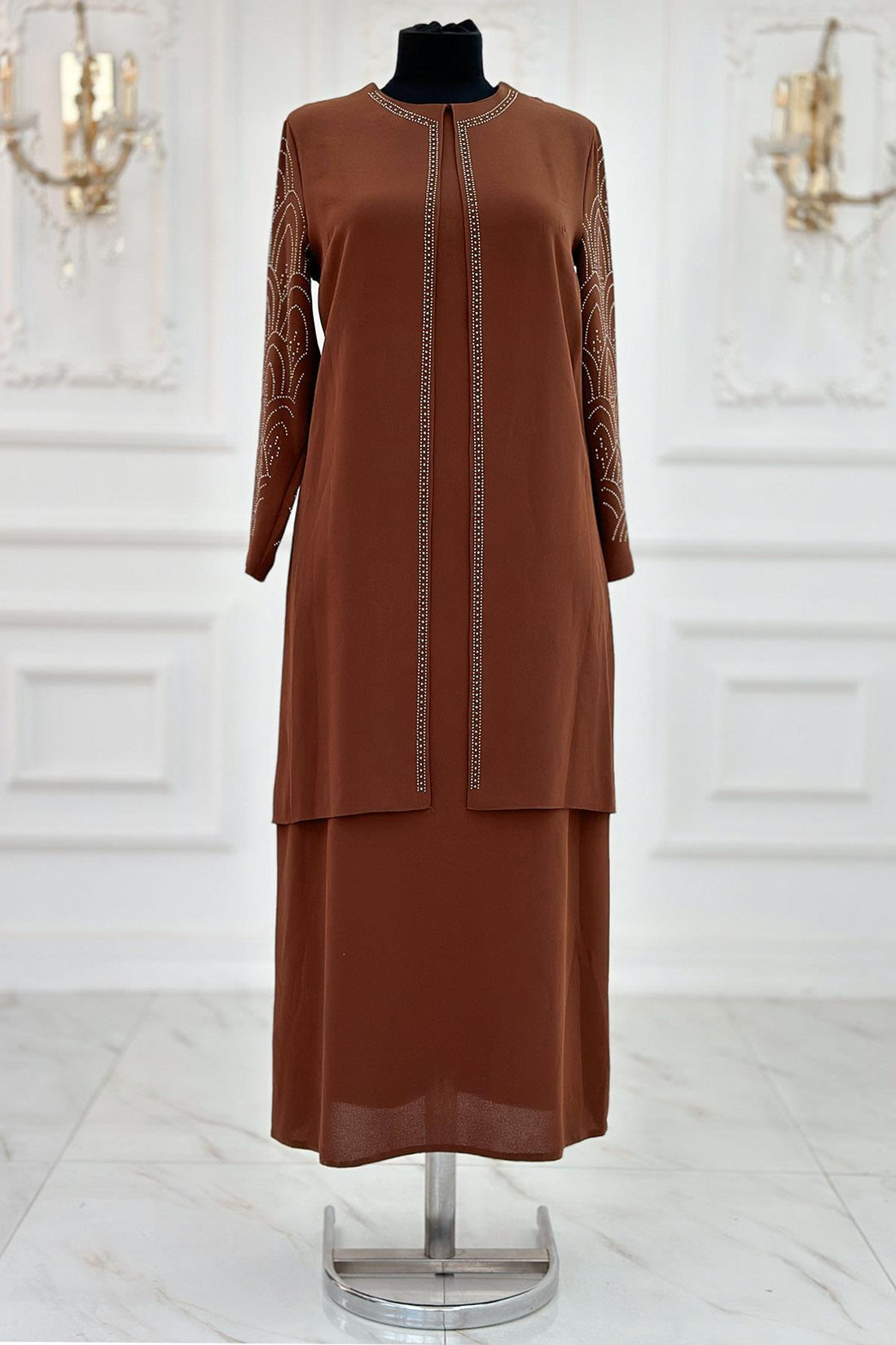 Suzan Modest Evening Dress - Brown