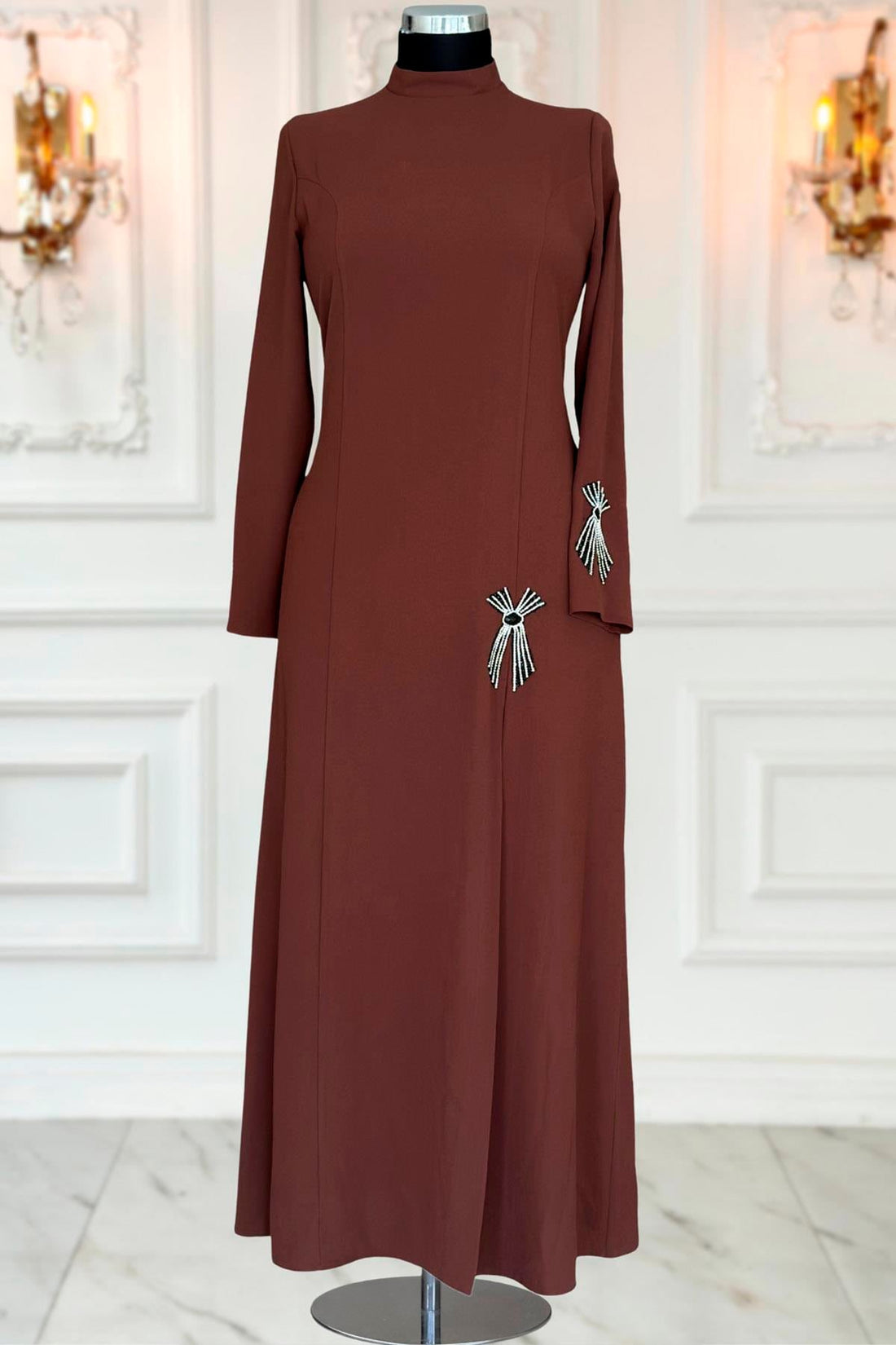 Tuay Modest Evening Dress - Brown