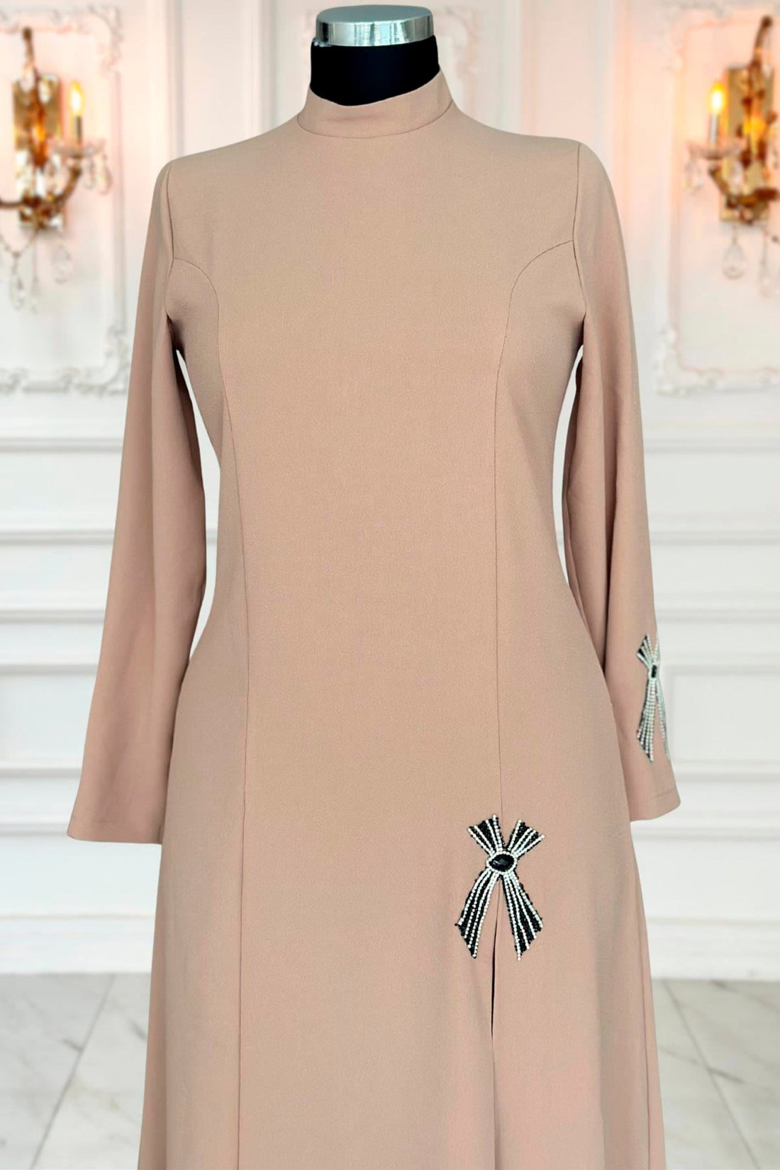Tuay Modest Evening Dress - Taupe