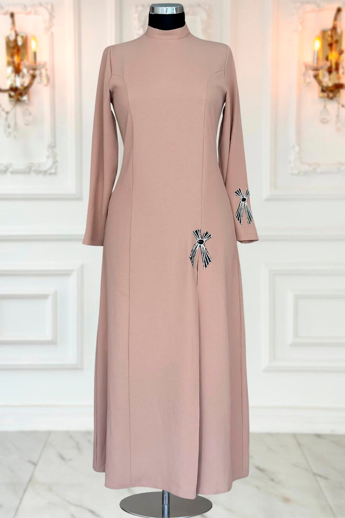 Tuay Modest Evening Dress - Taupe