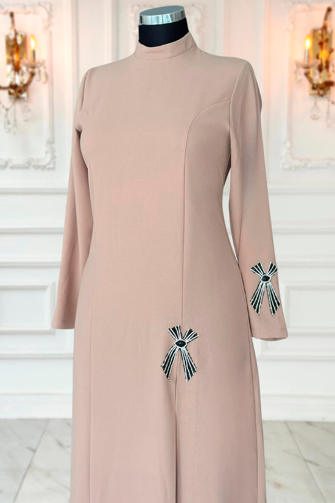 Tuay Modest Evening Dress - Taupe
