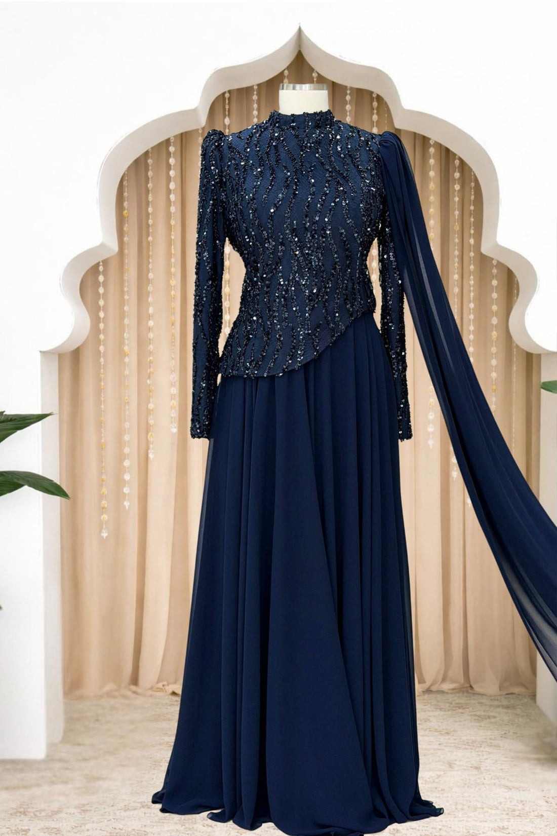 Tülin Modest Evening Dress - Navy