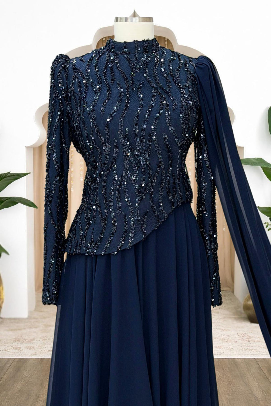 Tülin Modest Evening Dress - Navy