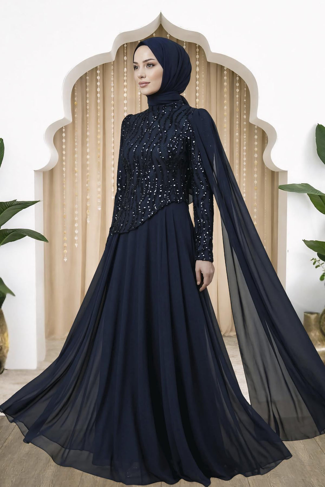Tülin Modest Evening Dress - Navy