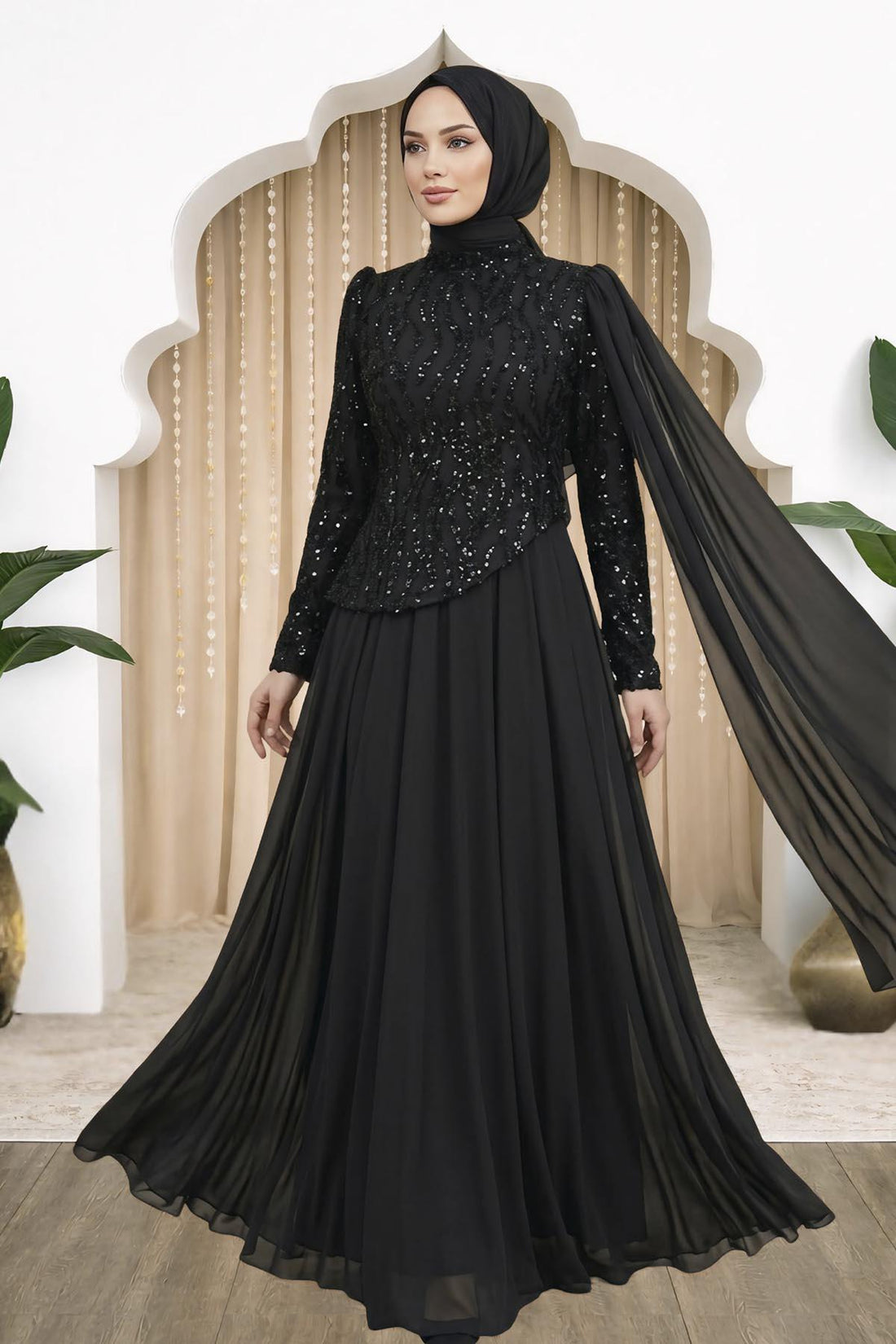 Tülin Modest Evening Dress - Black