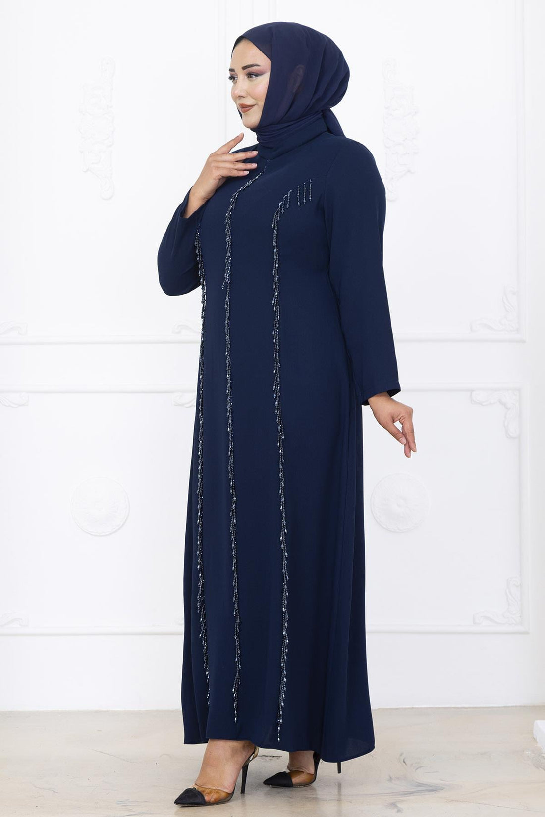 Tuna Modest Evening Dress - Navy