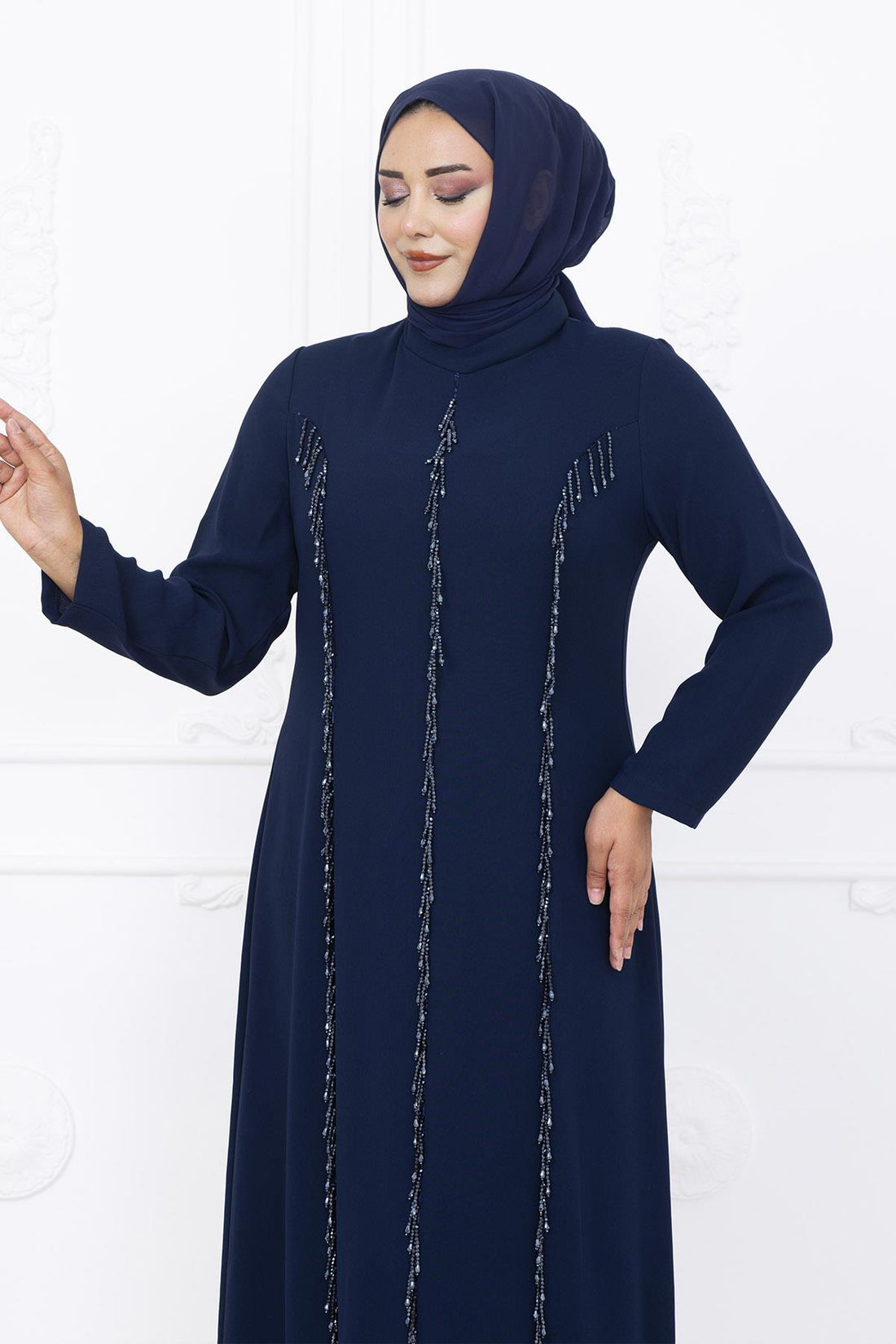 Tuna Modest Evening Dress - Navy