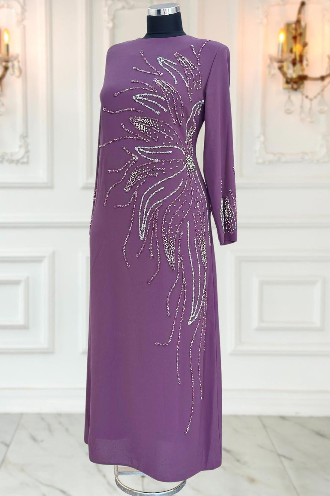 Vera Modest Evening Dress - Lavender