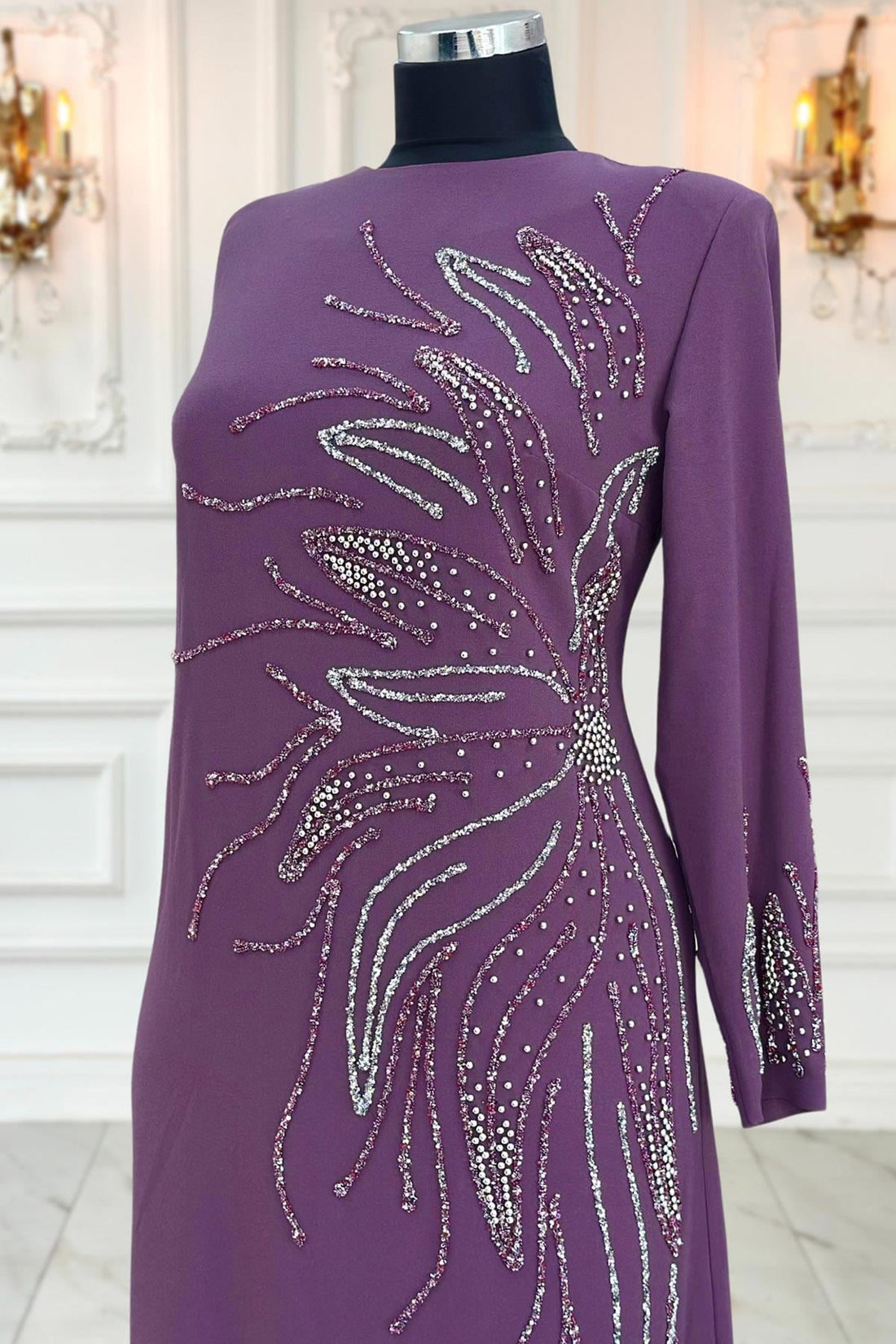 Vera Modest Evening Dress - Lavender