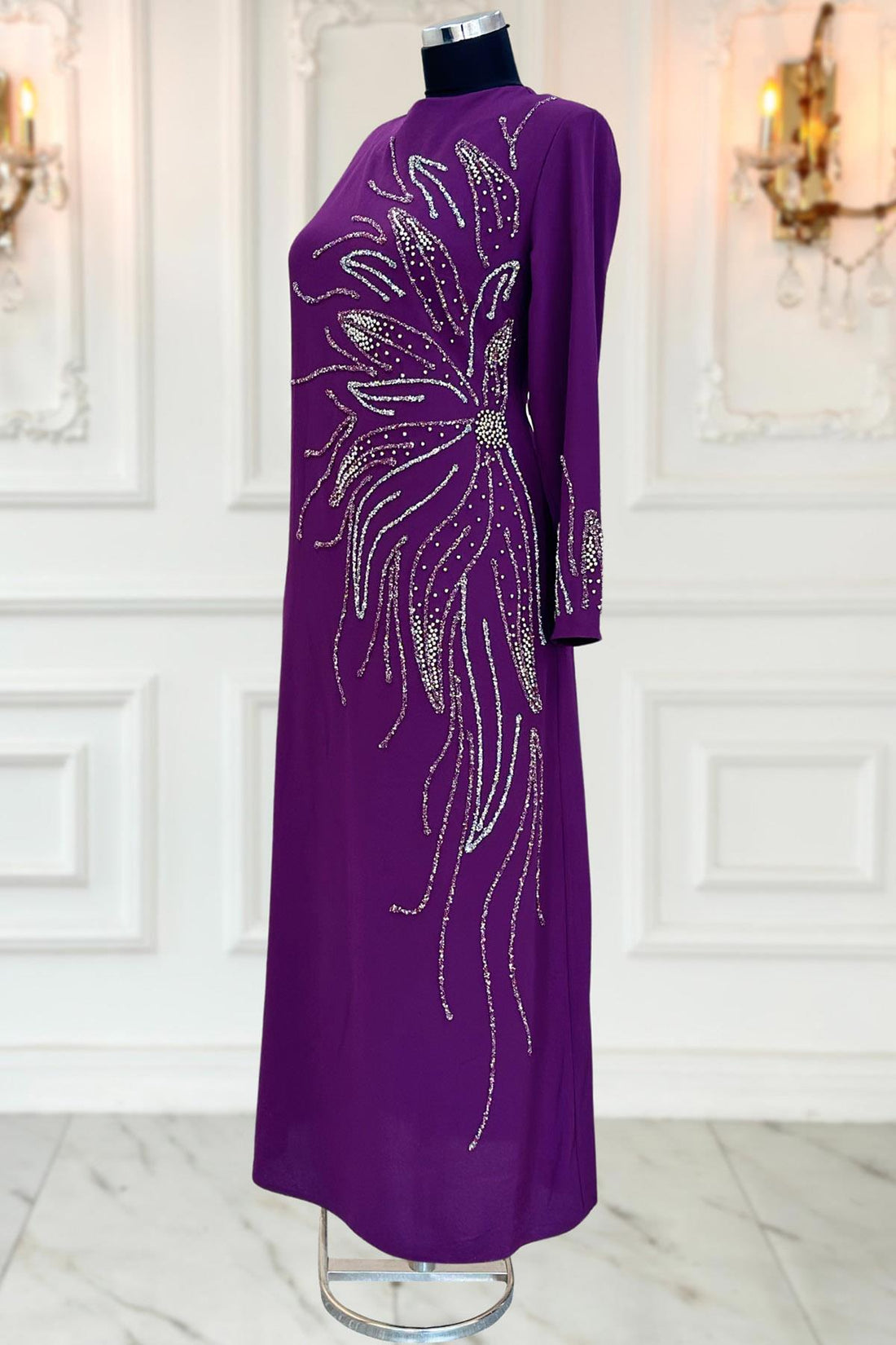 Vera Modest Evening Dress - Plum