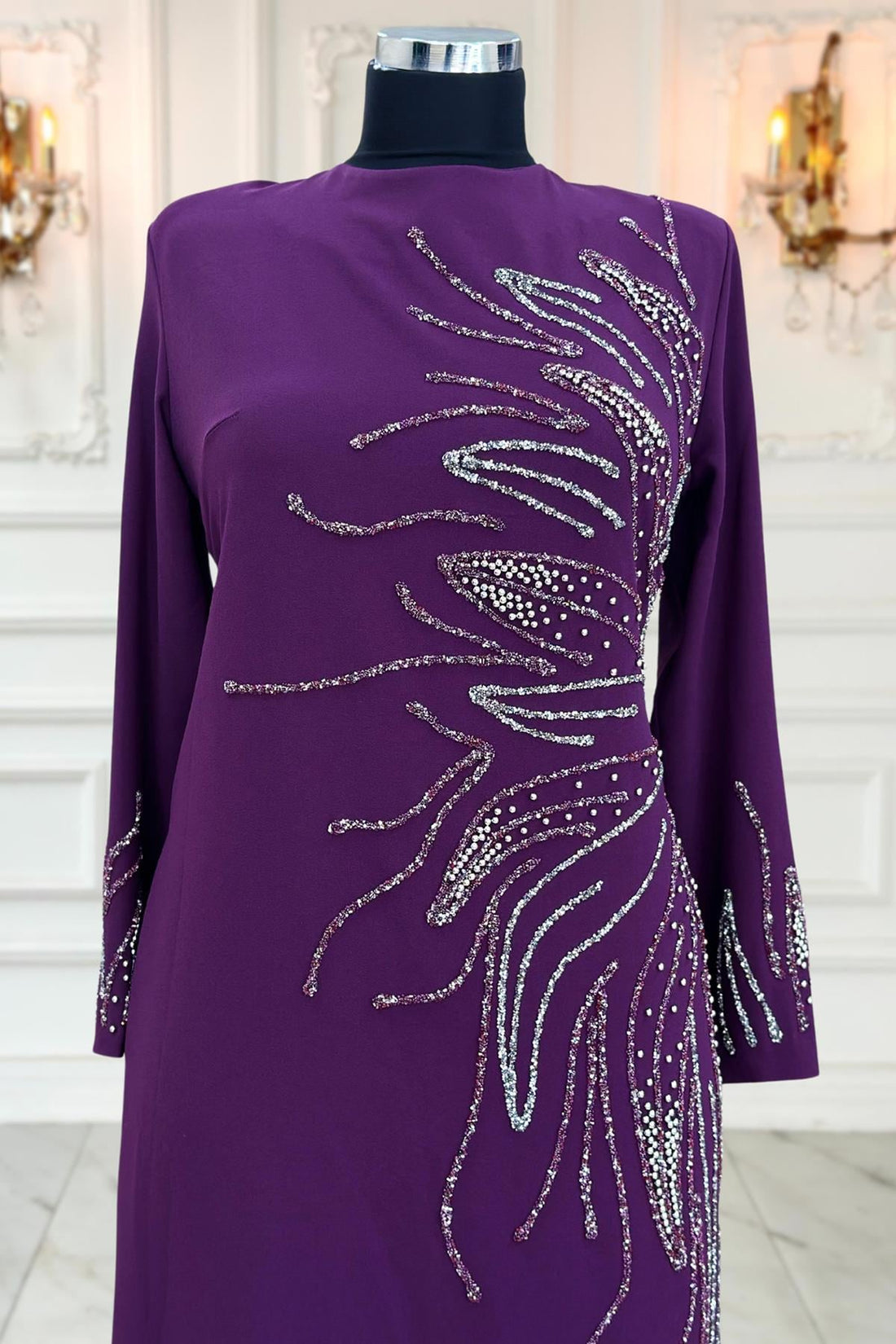 Vera Modest Evening Dress - Plum