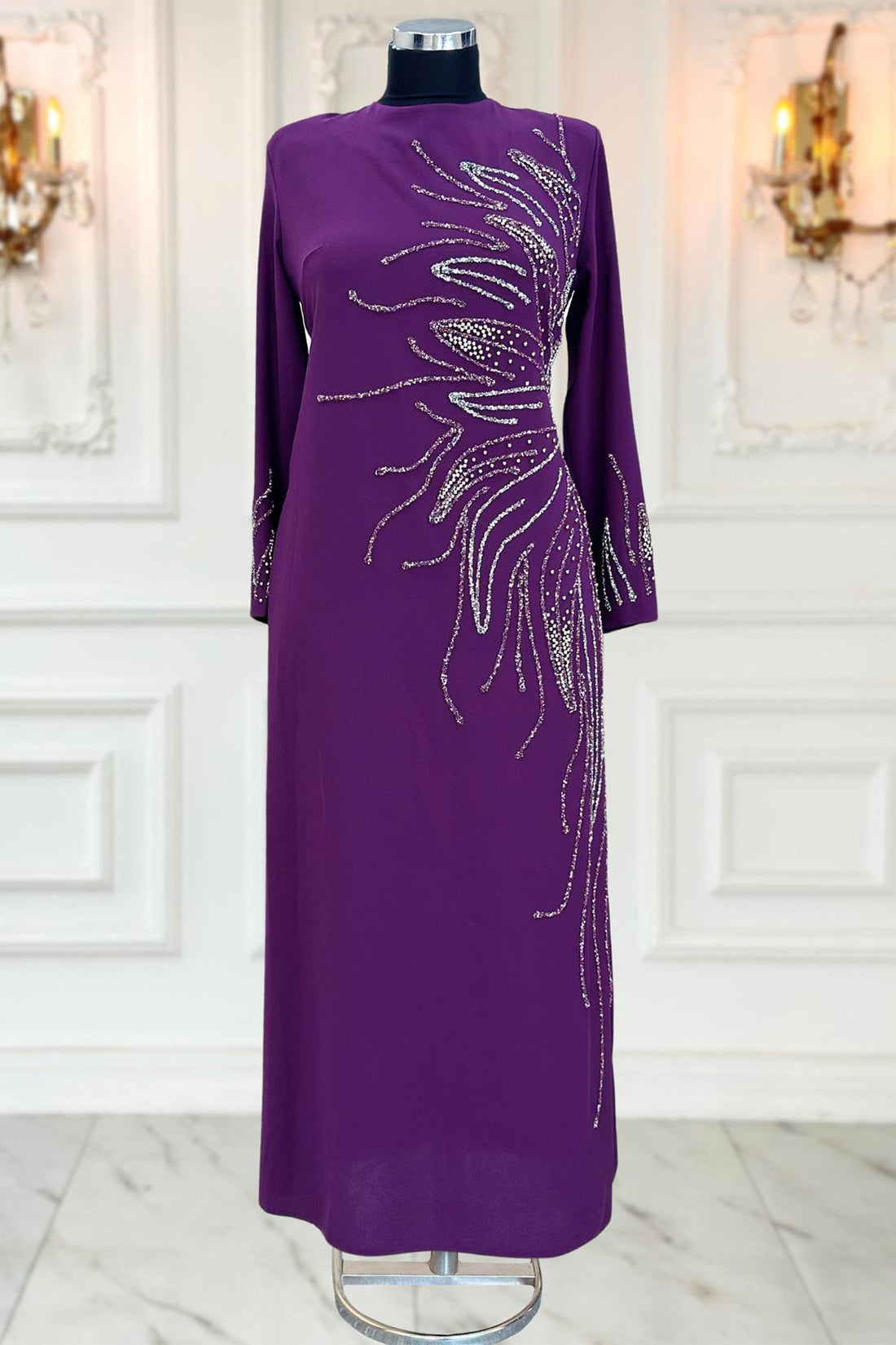 Vera Modest Evening Dress - Plum