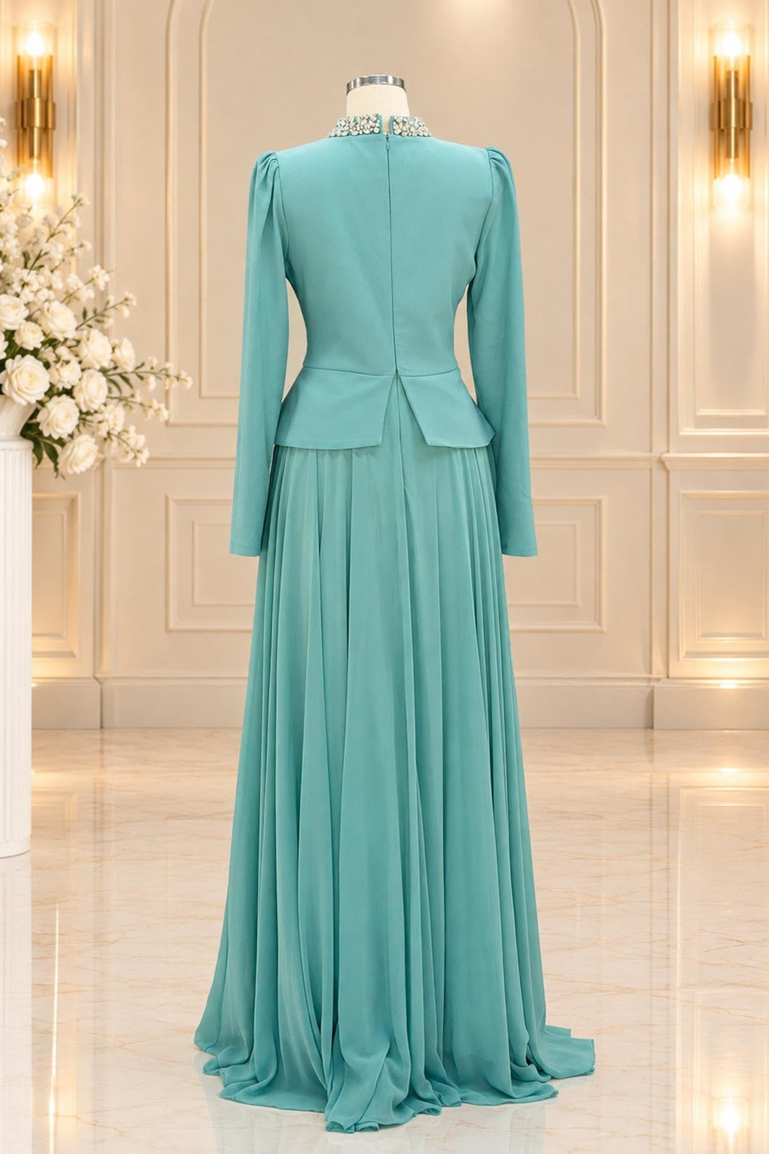 Yağmur Modest Evening Dress - Mint
