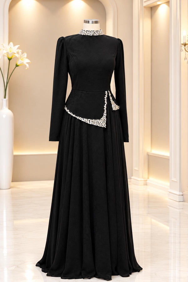 Yağmur Modest Evening Dress - Black