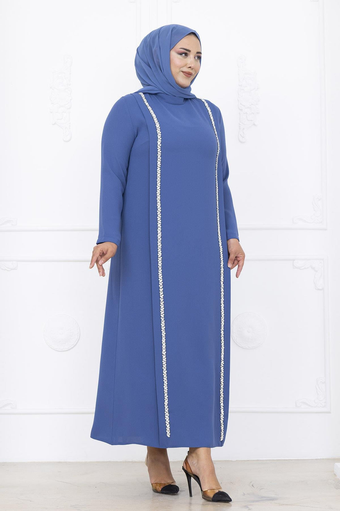 Yakut Modest Evening Dress - Indigo