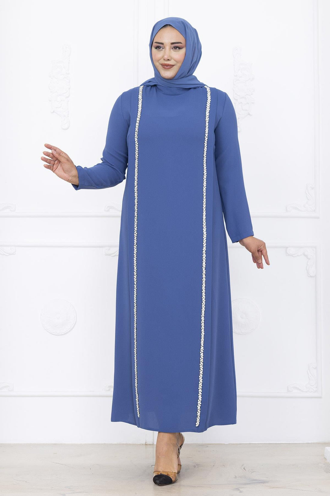 Yakut Modest Evening Dress - Indigo