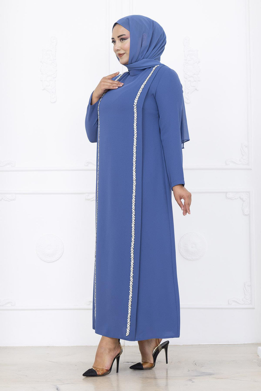 Yakut Modest Evening Dress - Indigo