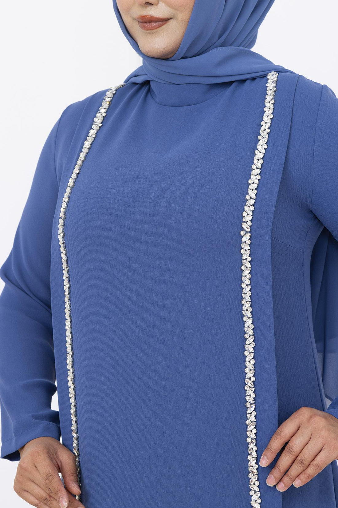 Yakut Modest Evening Dress - Indigo