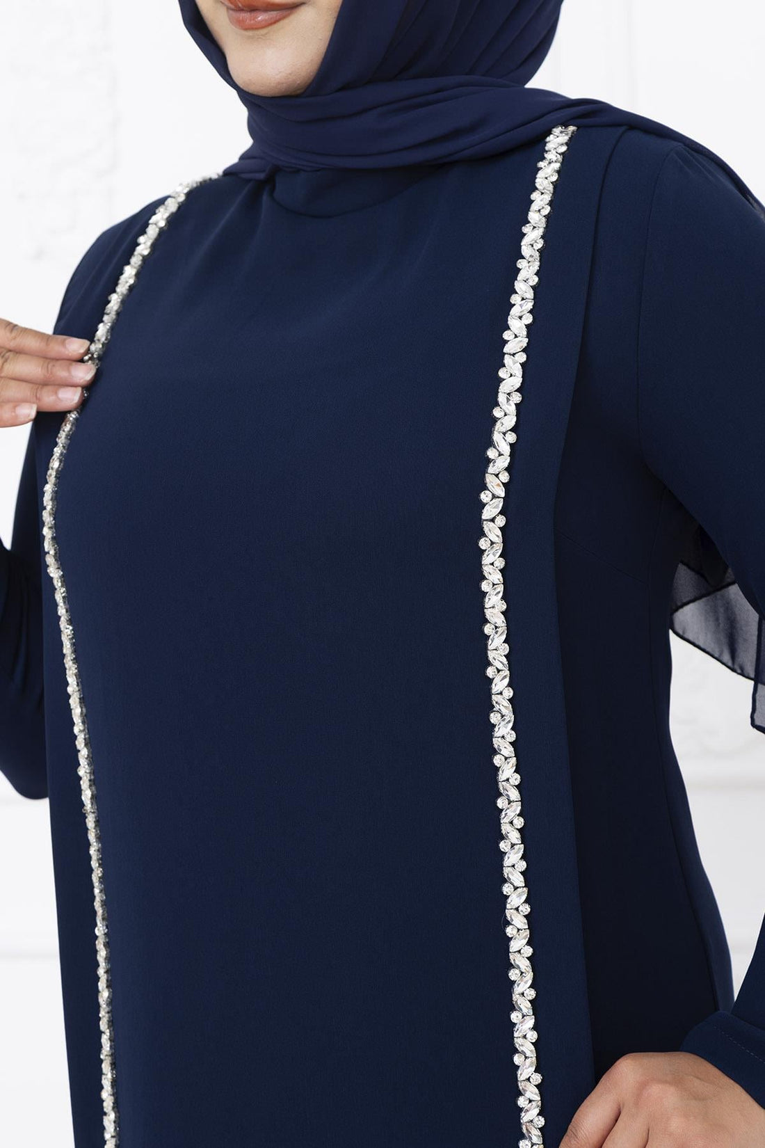 Yakut Modest Evening Dress - Navy