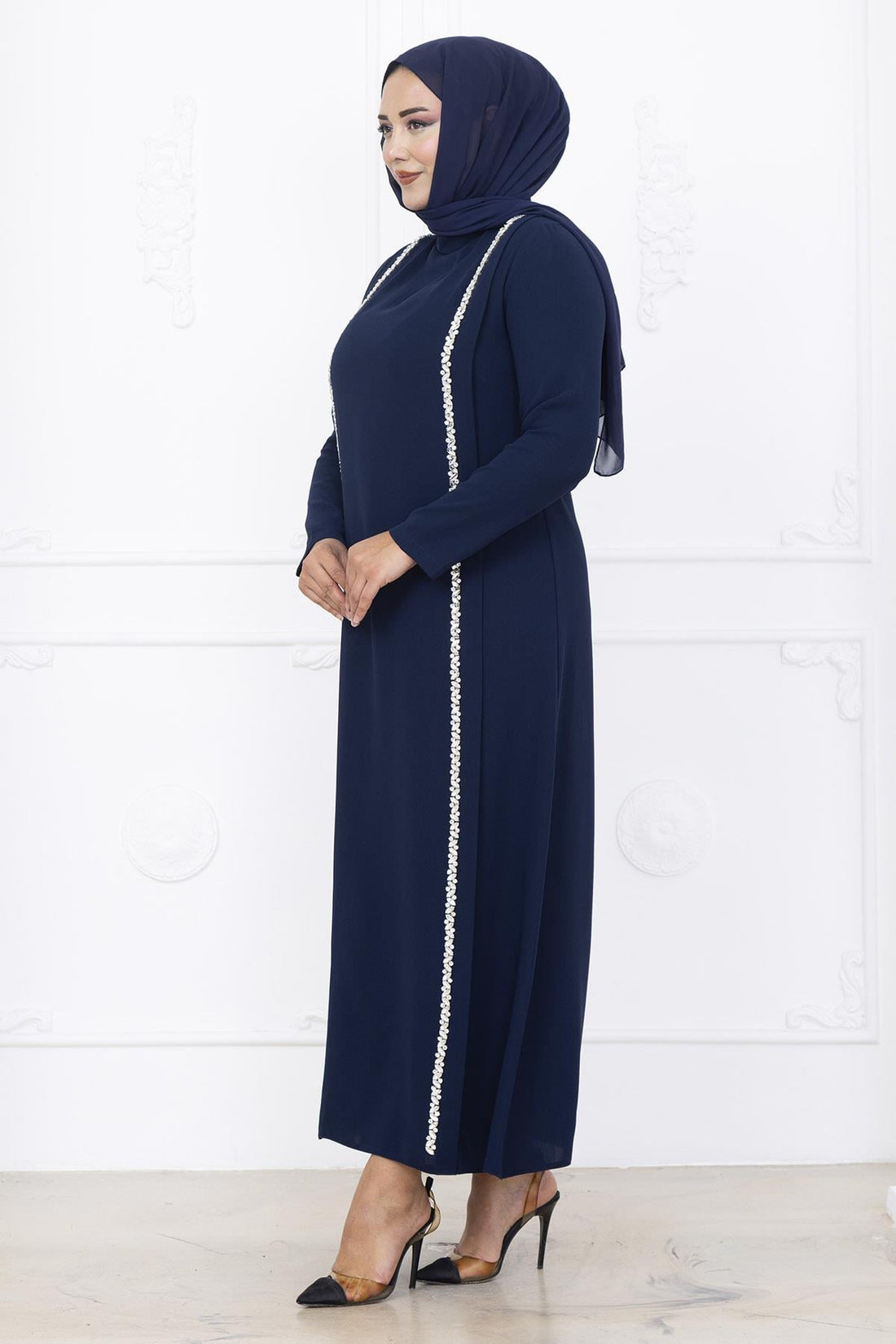 Yakut Modest Evening Dress - Navy