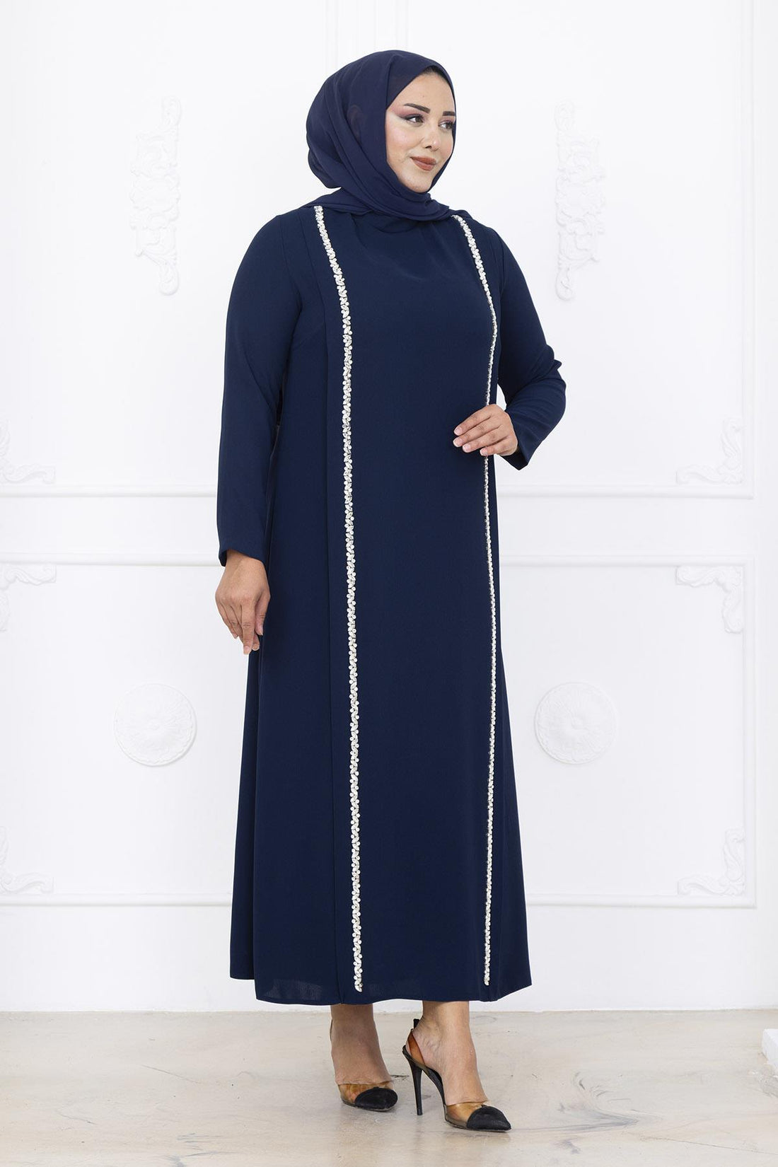 Yakut Modest Evening Dress - Navy