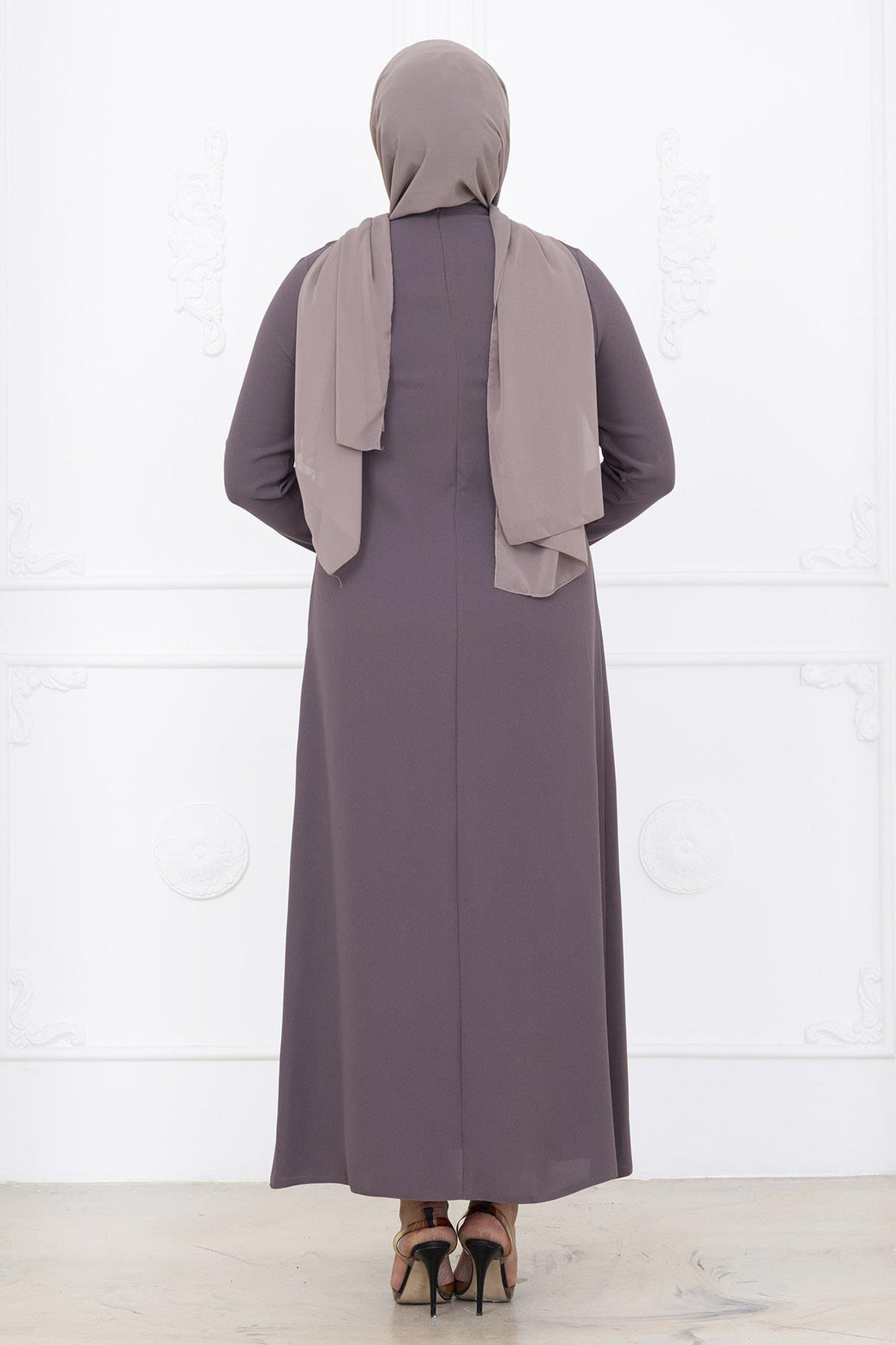 Yakut Modest Evening Dress - Taupe