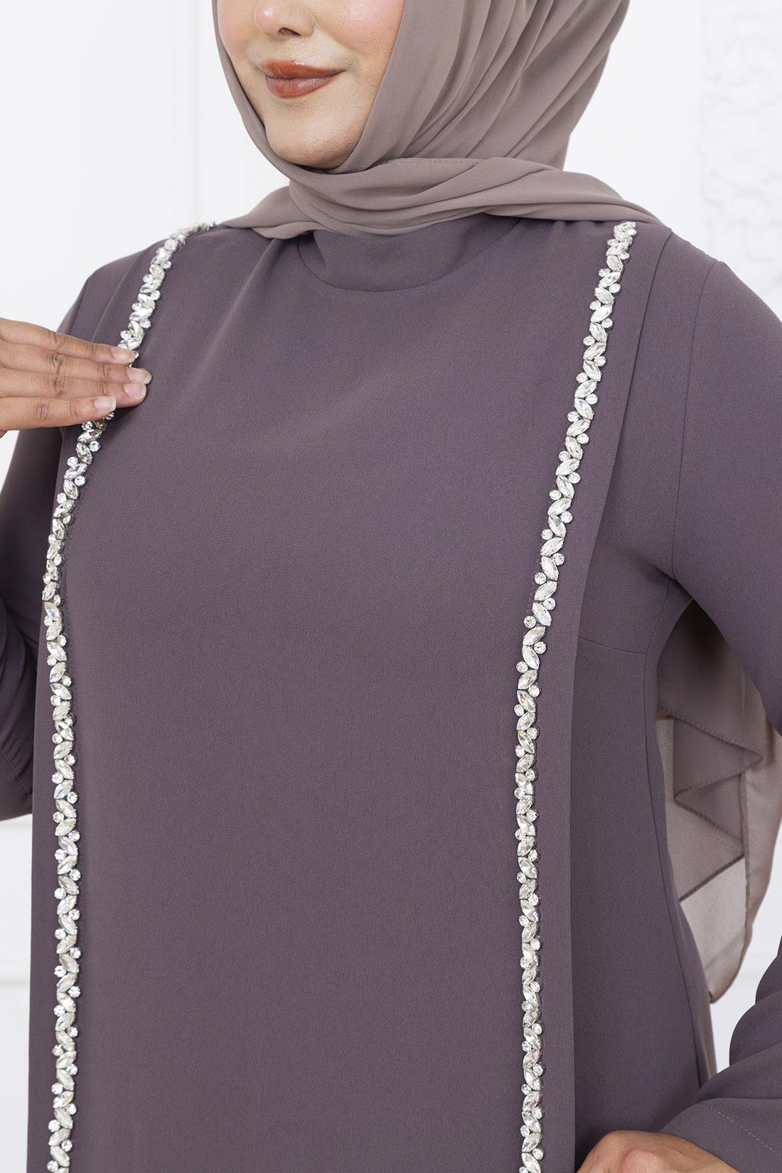 Yakut Modest Evening Dress - Taupe