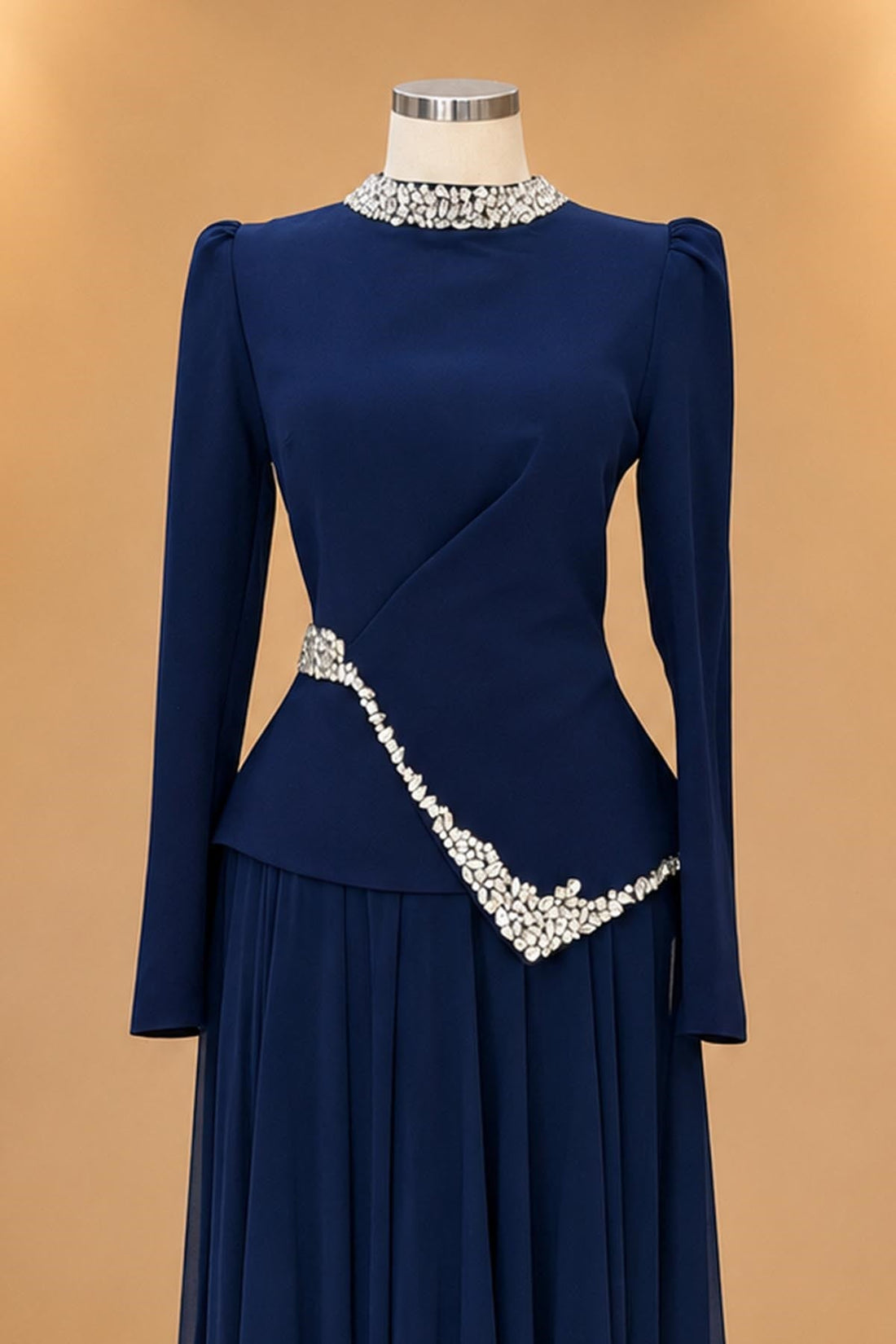 Yaren Modest Evening Dress - Navy