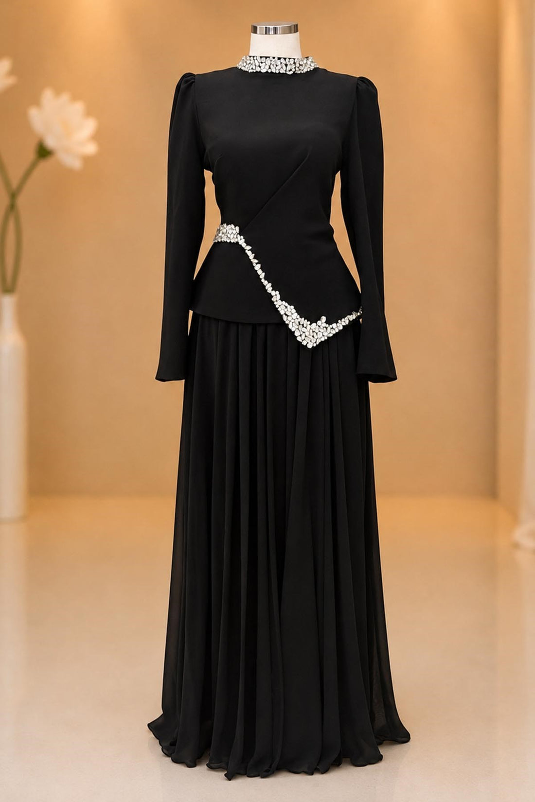 Yaren Modest Evening Dress - Black