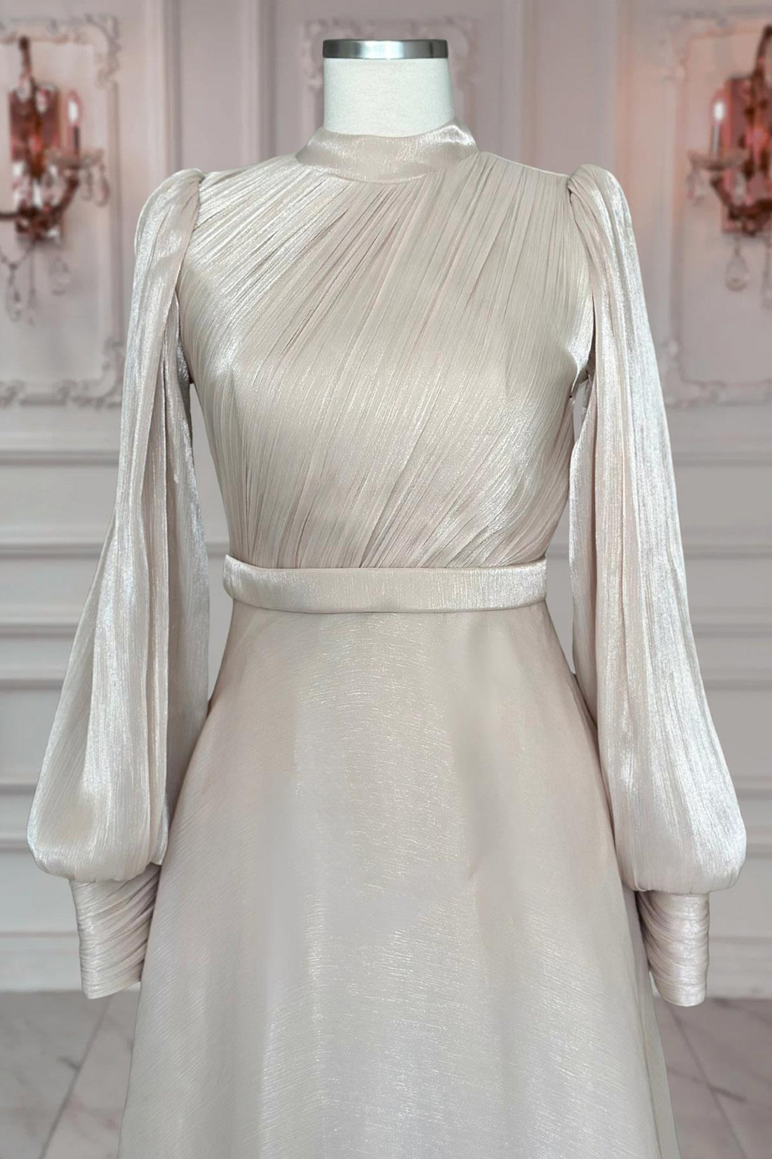 Zen Modest Evening Dress - Beige