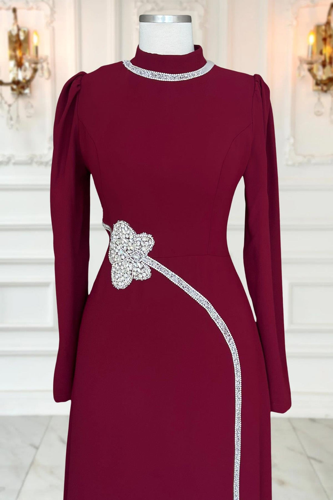 Zühre Modest Evening Dress - Burgundy