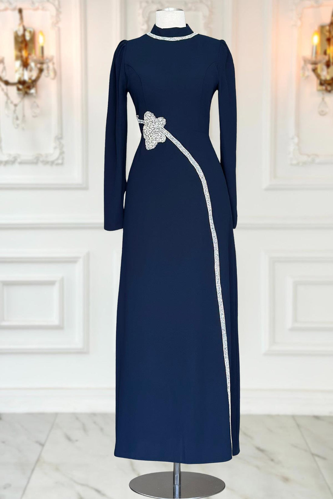Zühre Modest Evening Dress - Navy