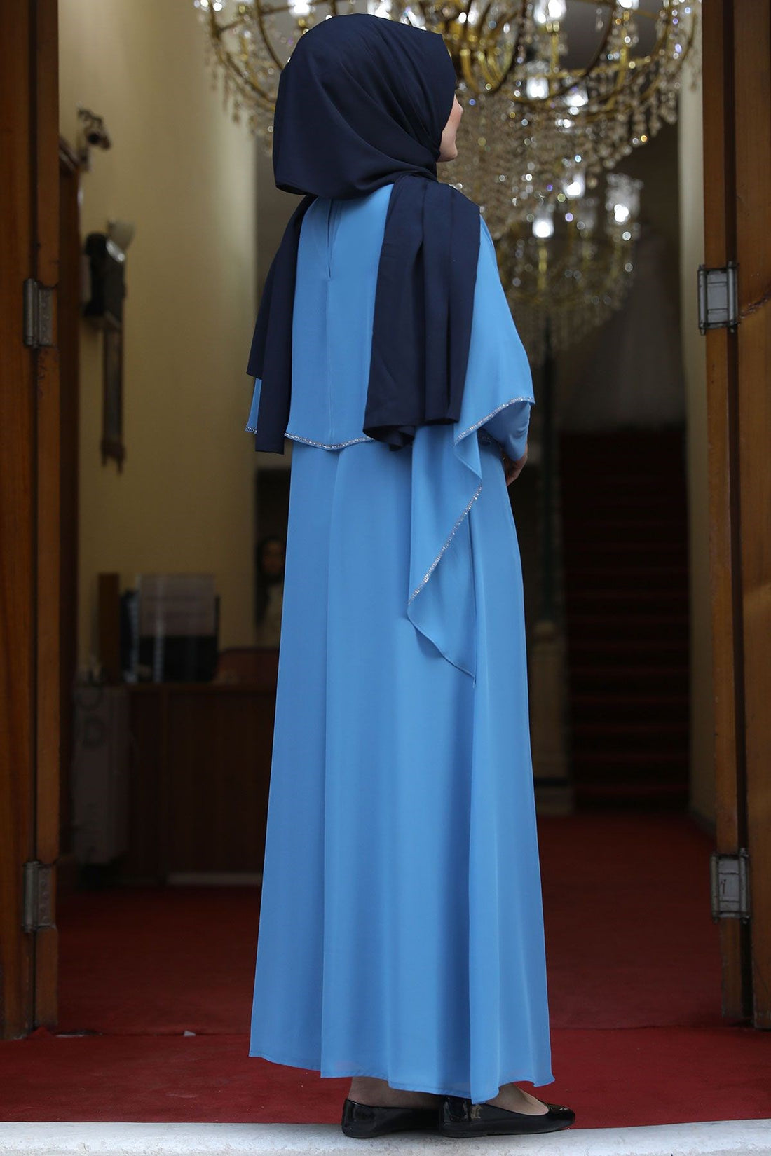 Aylin Modest Evening Dress - Baby Blue