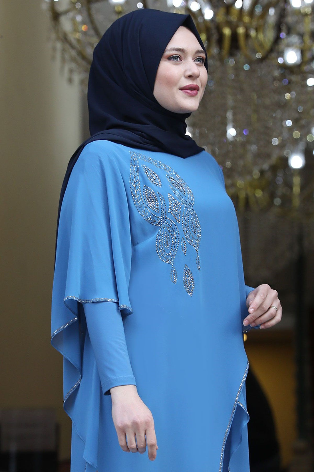 Aylin Modest Evening Dress - Baby Blue
