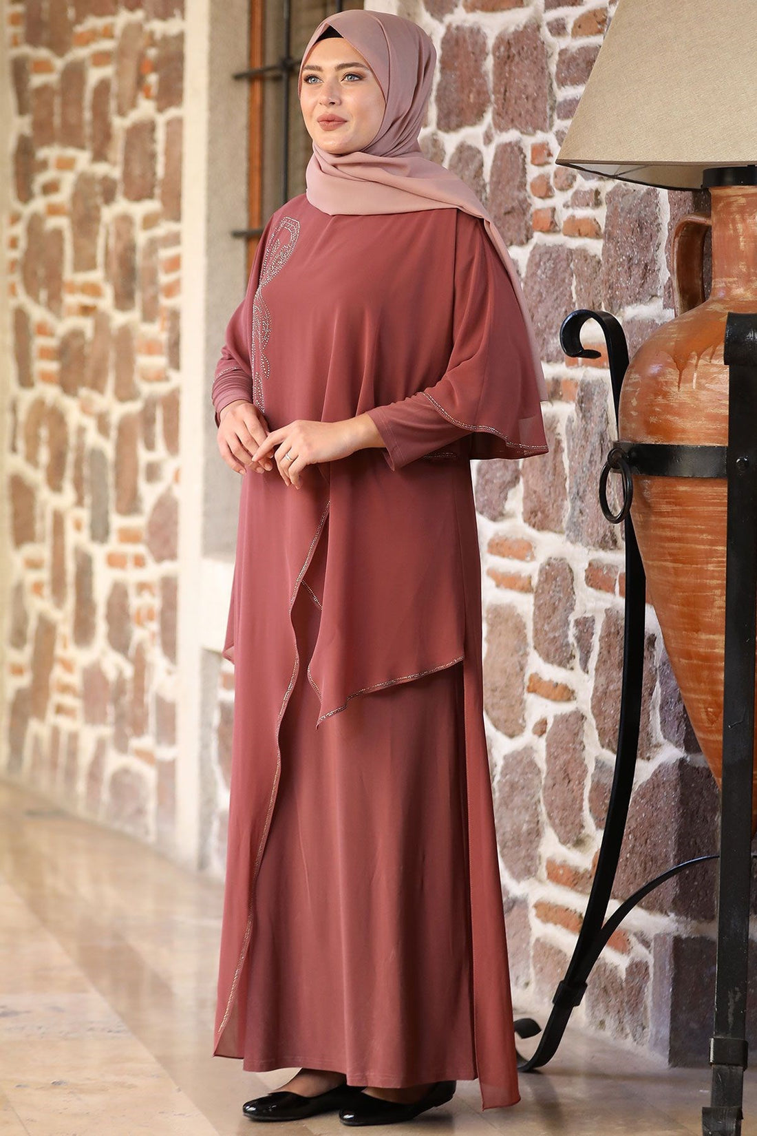 Aylin Modest Evening Dress - Cinnamon