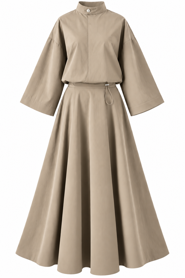Luna  Trench Skirt Set - Sand Beige
