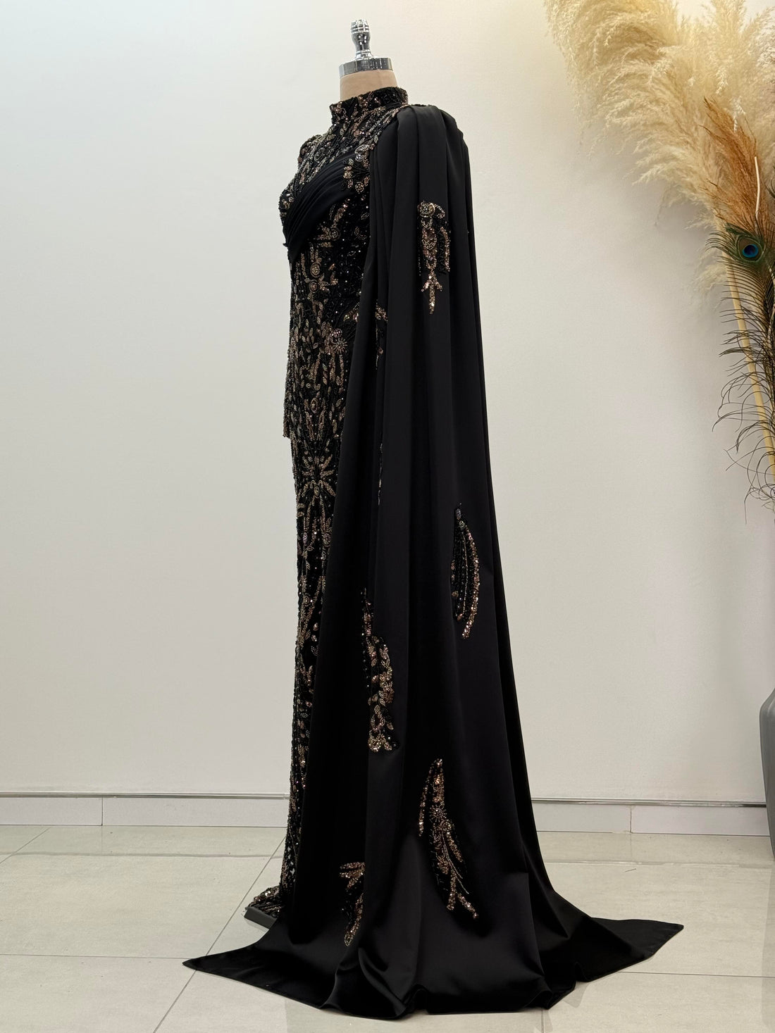 Berry Evening Dress - Black-Gold - view 3