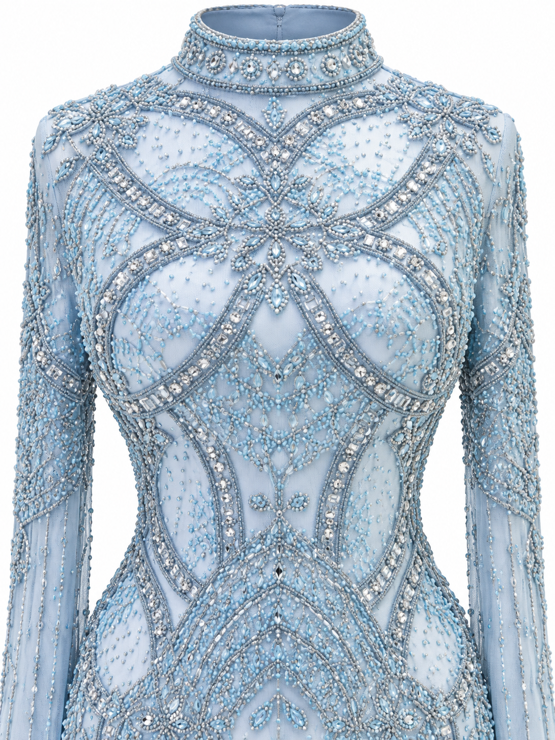 Couture Zevaria Modest Evening Dress - Blue