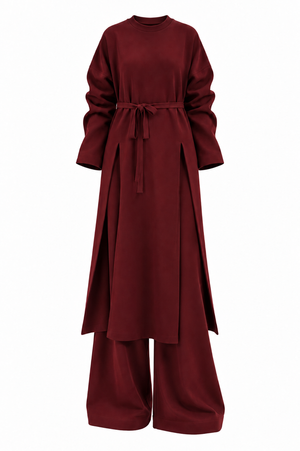 Mirea  Knit Two-Piece Set – Burgundy