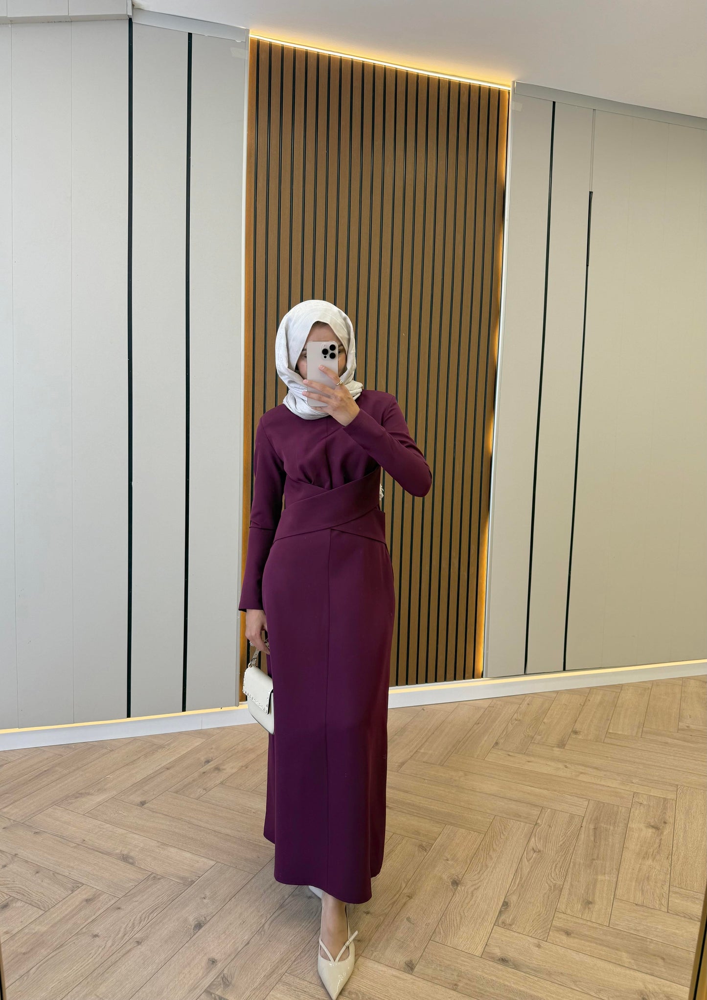 Cross-Belt Detail Dress – Plum