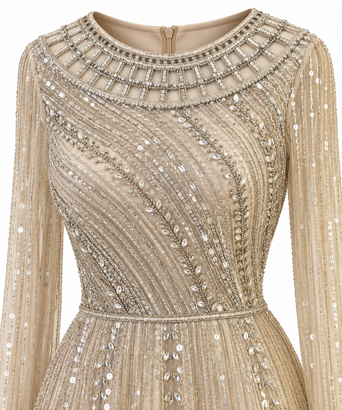 Couture Sonja Modest Evening Dress - Beige