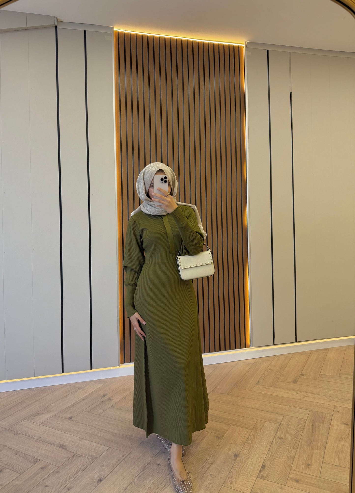 Vertical Stripe Knit Dress – Green