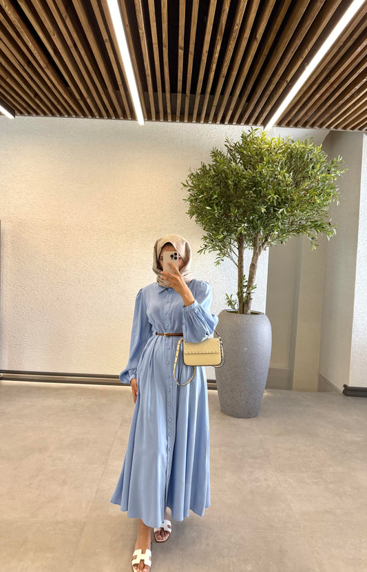 July Belted Dress-Blue