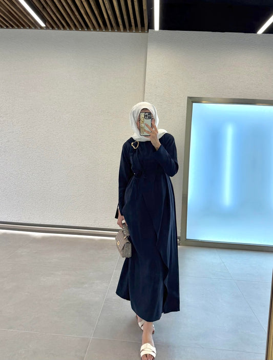 Serra Buckle Dress Navy Size 1