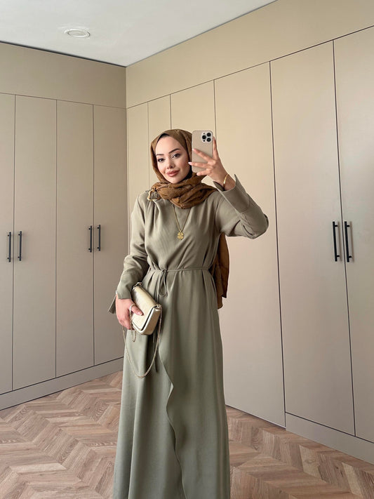 Candy Khaki Brooch Dress