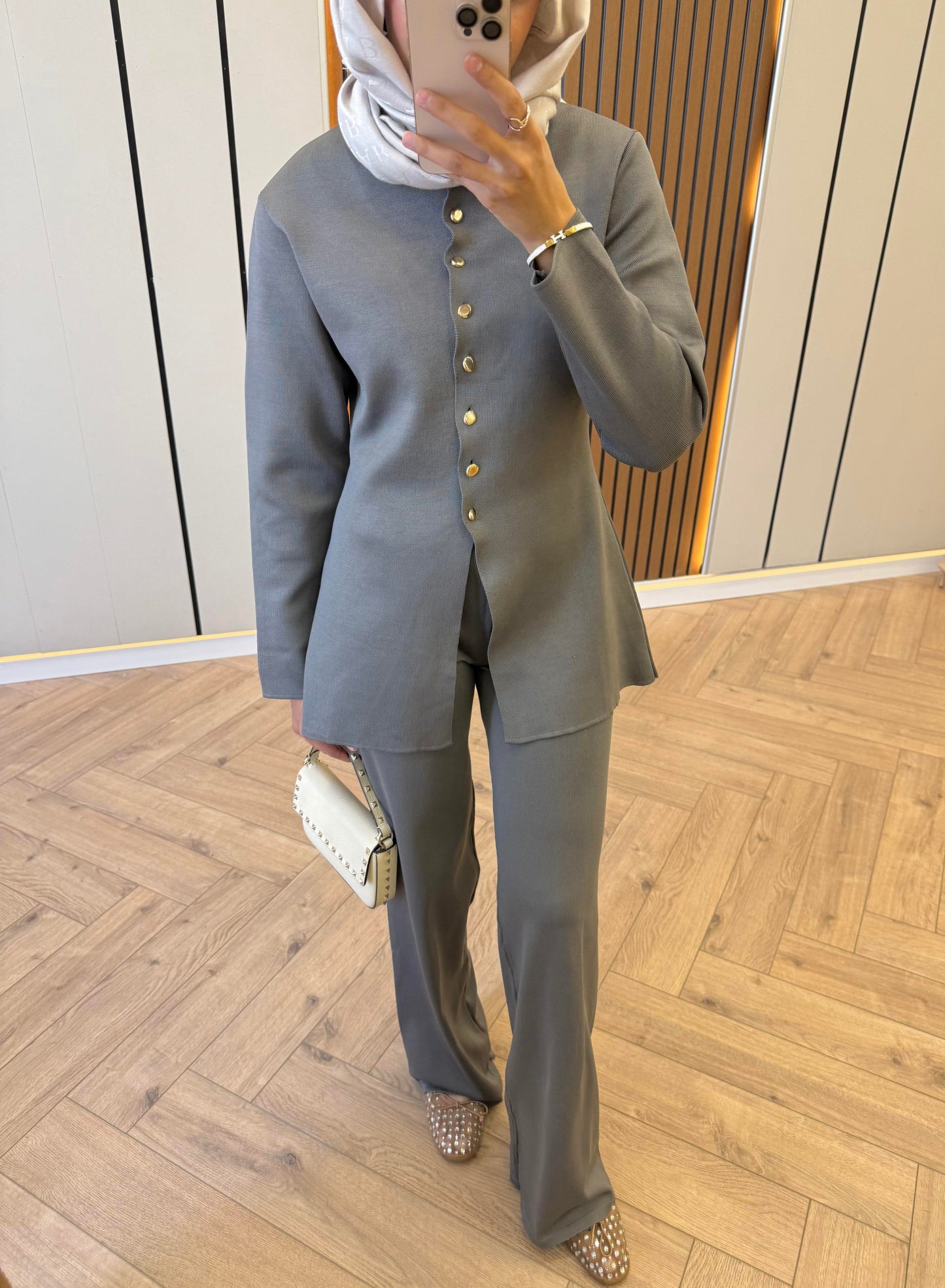 Mercerized Knitwear Set – Gray