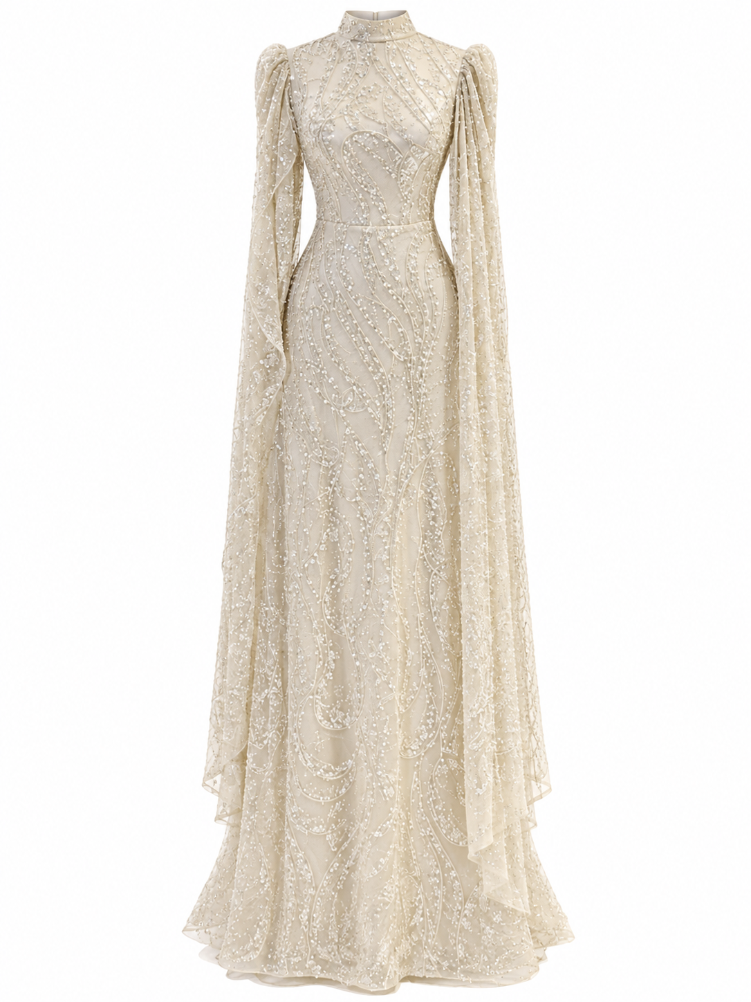Elysia Modest Evening Dress - Beige