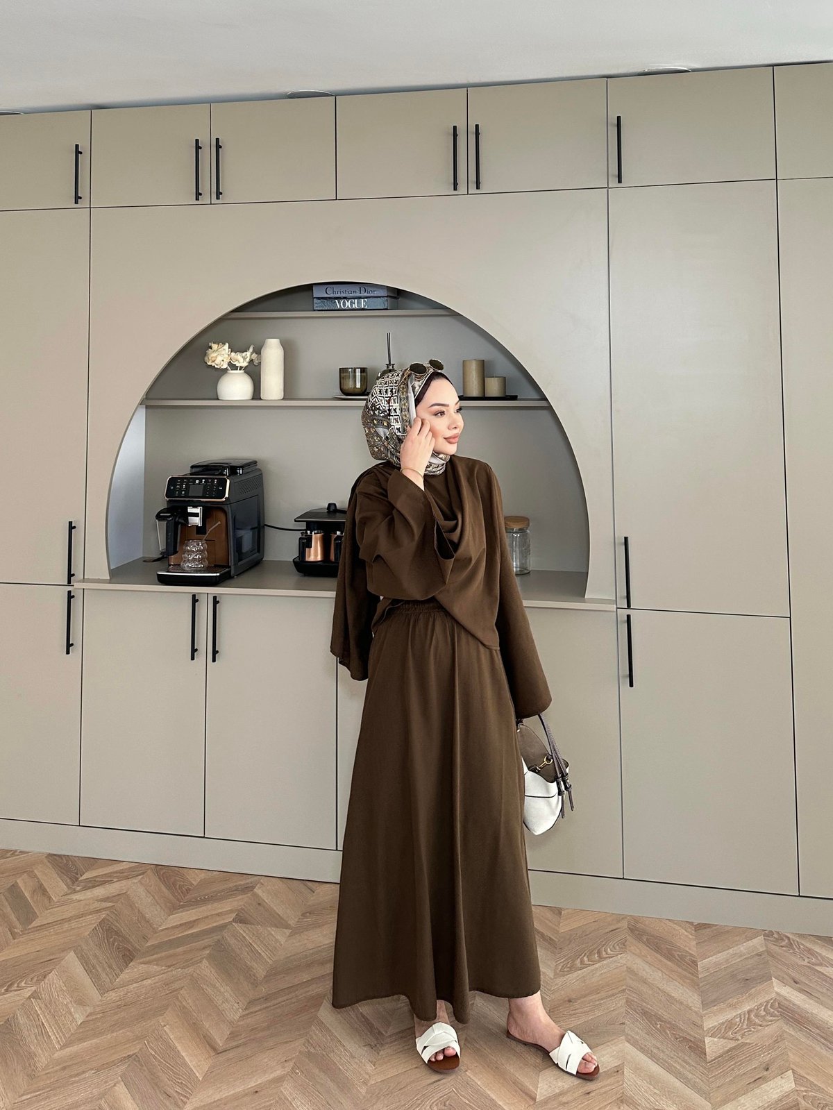 Clif Bitter Chocolate Linen Skirt Set