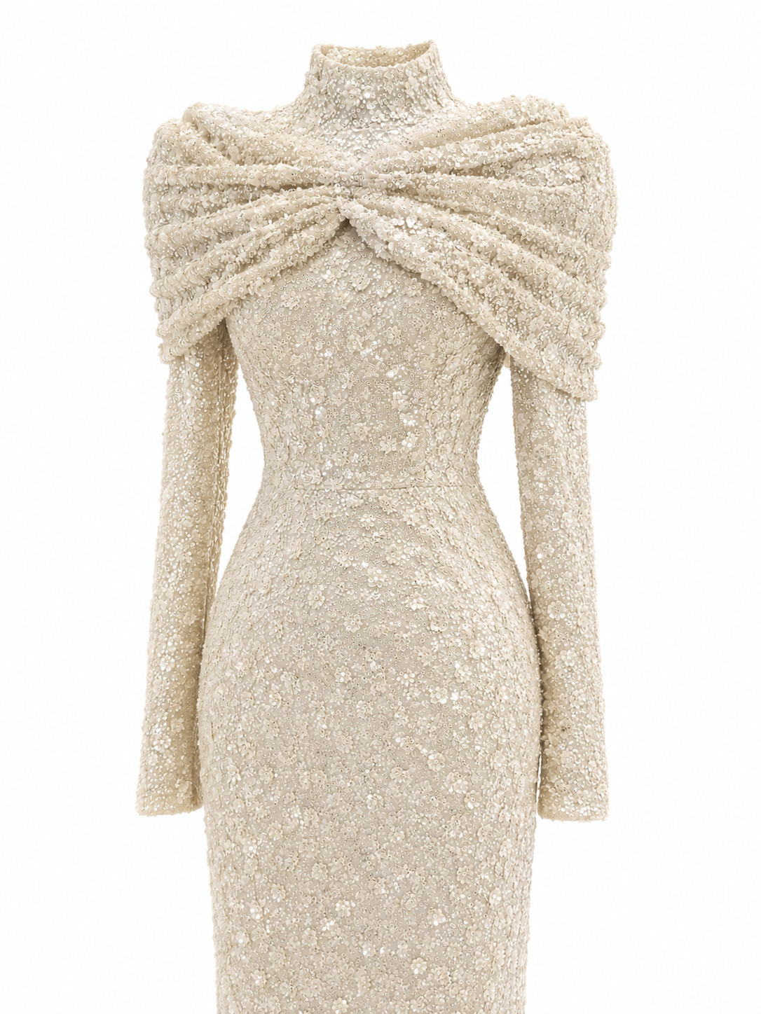 Bella Modest Evening Dress - Beige