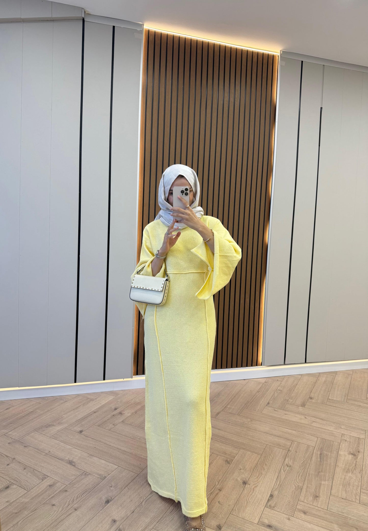 Striped-Detail Knit Dress – Yellow